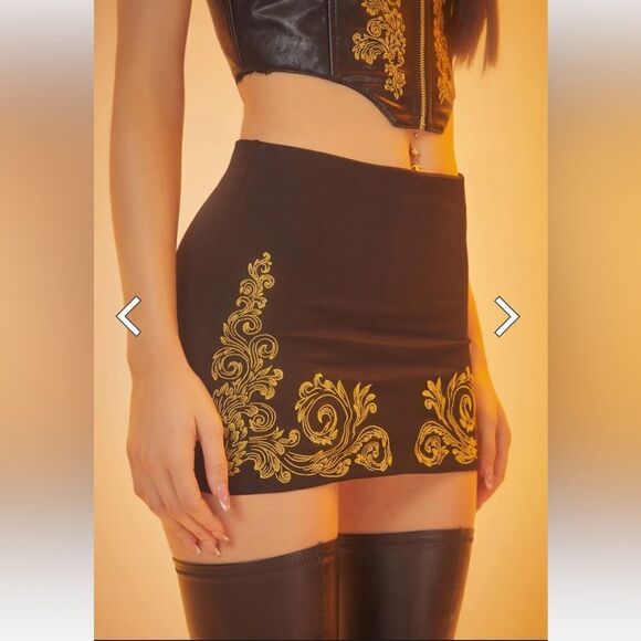 HOROSCOPEZ Bold Beauty Underbust Corset Top & Embroidered Mini Skirt Set - Picture 11 of 13